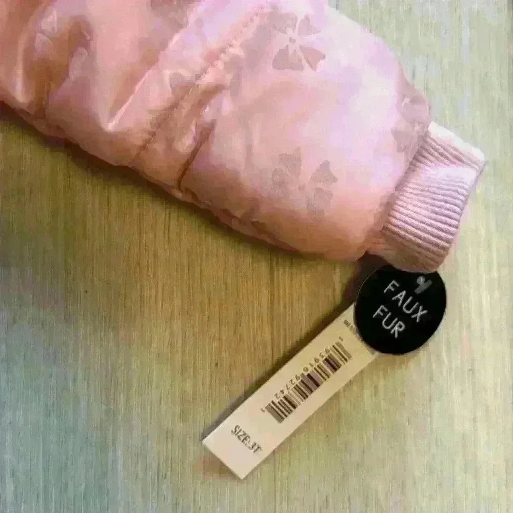 Nicole Miller pink with small bow print jacket with fleece liner size 3T NWT